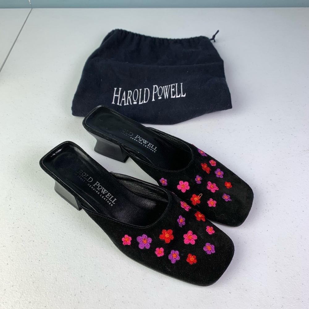 Harold Powell Slip On Heel Flower Womens 7 1/2 AA